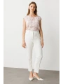 Ekol Büyük Beden Likralı Ekru Kadın Pantolon 02146