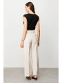 Ekol Pileli Bol Paça Kum Renk Kadın Pantolon 02010