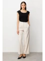 Ekol Pileli Bol Paça Kum Renk Kadın Pantolon 02010