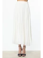 Ekol Pileli Ekru Kadın Şifon Etek 01086