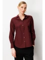 Ekol Polo Yaka Pamuklu Bordo Kadın Bluz 03049