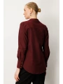 Ekol Polo Yaka Pamuklu Bordo Kadın Bluz 03049