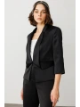 Ekol Saten Kumaş Kadın Siyah Kısa Ceket 04152