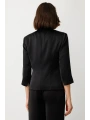 Ekol Saten Kumaş Kadın Siyah Kısa Ceket 04152