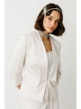Ekol Saten Kumaş Kadın İnci Renk Kısa Ceket 04152