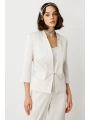 Ekol Saten Kumaş Kadın İnci Renk Kısa Ceket 04152