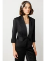 Ekol Saten Kumaş Kadın Siyah Kısa Ceket 04152