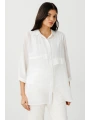 Ekol Transparan İçlikli Ekru Kadın Gömlek 03350