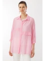 Ekol Transparan İçlikli Pembe Kadın Gömlek 03350