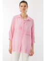 Ekol Transparan İçlikli Pembe Kadın Gömlek 03350