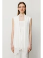 Ekol Tül Şal Yaka Kadın Ekru Yelek 06502