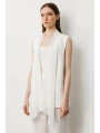 Ekol Tül Şal Yaka Kadın Ekru Yelek 06502