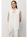 Ekol Tül Şal Yaka Kadın Ekru Yelek 06502