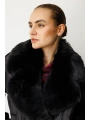 Ekol Yakası Kürklü Siyah Kadın Şişme Mont 06607