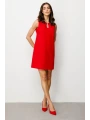 Ekol Yakası Taş İşlemeli Kırmızı Kadın Elbise 05014