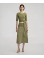 İpekyol Belden Bağlamalı Kadın Haki Dar Triko IS1250050122