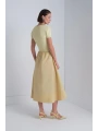 Join Us Bisiklet Yaka Kumaş Etekli Sarı Midi Elbise 2025S146