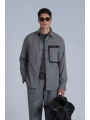 Lufian Hard Erkek Gri Basic Slim Fit Gömlek 112010651