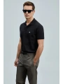 Lufian Laon Erkek Polo Yaka Siyah T-Shirt 111040206