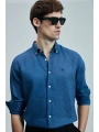 Lufian Erkek Pitaya Keten Saks Mavisi Gömlek 111010630