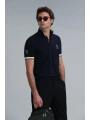 Lufian Erkek Polo Yaka Match Lacivert T-Shirt 111040183