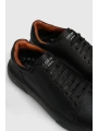 Lufian Tommy Erkek Siyah Deri Sneaker Ayakkabı 112230223