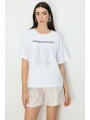 On Fashion Boncuk Baskılı Bluz 70341