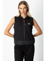 On Fashion Göğüsü Aksesuarlı Kapüşonlu Kadın Siyah Yelek 66913