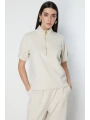 On Fashion Kolları Dikişli Önü Fermurlı Dik Yaka Bluz 76373