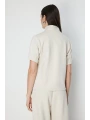 On Fashion Kolları Dikişli Önü Fermurlı Dik Yaka Bluz 76373