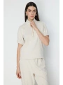 On Fashion Kolları Dikişli Önü Fermurlı Dik Yaka Bluz 76373