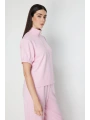 On Fashion Kolları Dikişli Önü Fermurlı Dik Yaka Bluz 76373