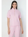 On Fashion Kolları Dikişli Önü Fermurlı Dik Yaka Bluz 76373