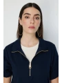 On Fashion Kolları Dikişli Önü Fermurlı Dik Yaka Bluz 76373