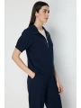 On Fashion Kolları Dikişli Önü Fermurlı Dik Yaka Bluz 76373