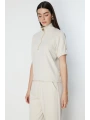 On Fashion Kolları Dikişli Önü Fermurlı Dik Yaka Bluz 76373