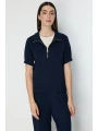 On Fashion Kolları Dikişli Önü Fermurlı Dik Yaka Bluz 76373