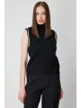 On Fashion Omuzları Taşlı Boğazlı Kadın Siyah Kazak 63382