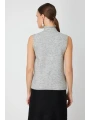 On Fashion Omuzları Taşlı Kadın Gri Boğazlı Kazak 63382