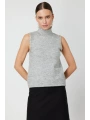 On Fashion Omuzları Taşlı Kadın Gri Boğazlı Kazak 63382