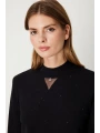 On Fashion Pul Detaylı Kadın Siyah Kazak 60345