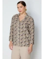 On Fashion V Yaka Çiçek Desenli Gömlek 74478