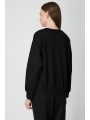 On Fashion Kadın Yakası İşlemeli Siyah Sweatshirt 66357