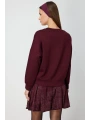 On Fashion Kadın Yakası İşlemeli Bordo Sweatshirt 66357