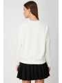On Fashion Kadın Yakası İşlemeli Ekru Sweatshirt 66357