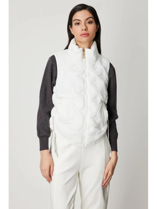 On Fashion Kadın Ekru Şişme Yelek 60997