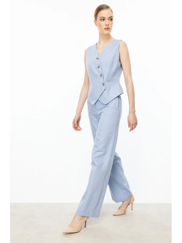 Ekol Kruvaze Yaka Kadın Mavi Yelek 04078