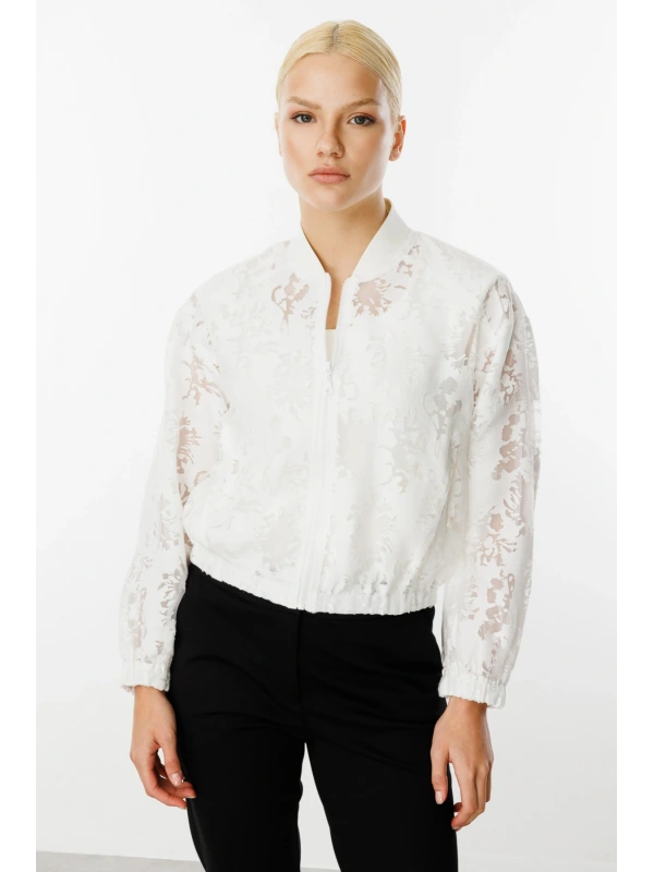 Ekol Kadın Tül Bomber Ekru Ceket 06028