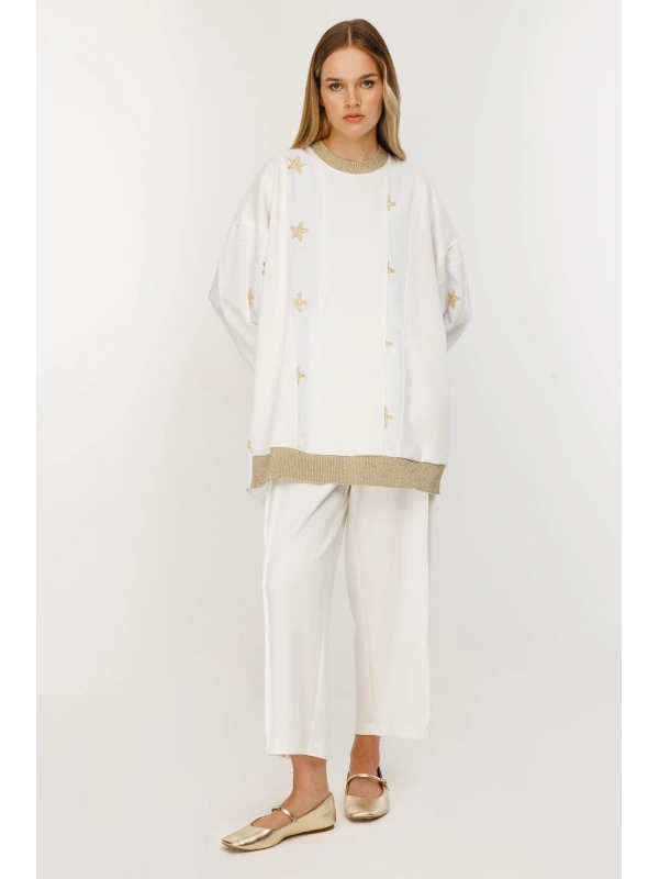 Ghisa Kadın Yıldız İşlemeli Ekru Takım 25YGSTKM4918