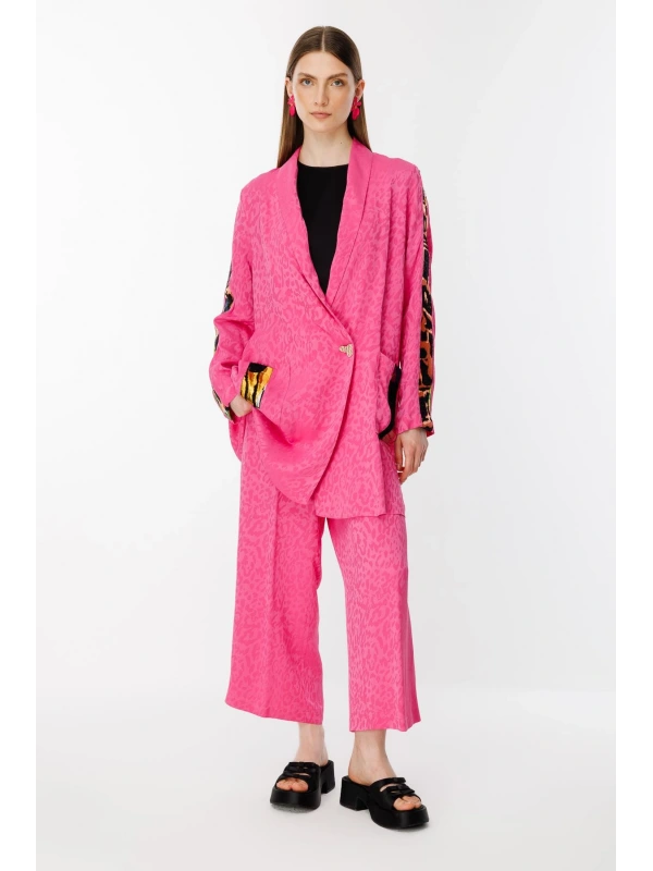 Ghisa Jakar Kumaş Leopar Desenli Pembe Takım 25YGSTKM3068